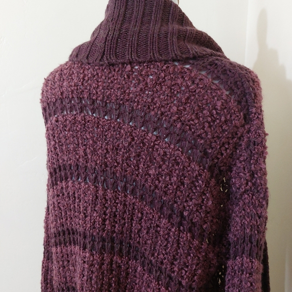 Susina Burgundy Striped Thick Knit Open Front Longline Cardigan Sweater Small - Picture 8 of 13